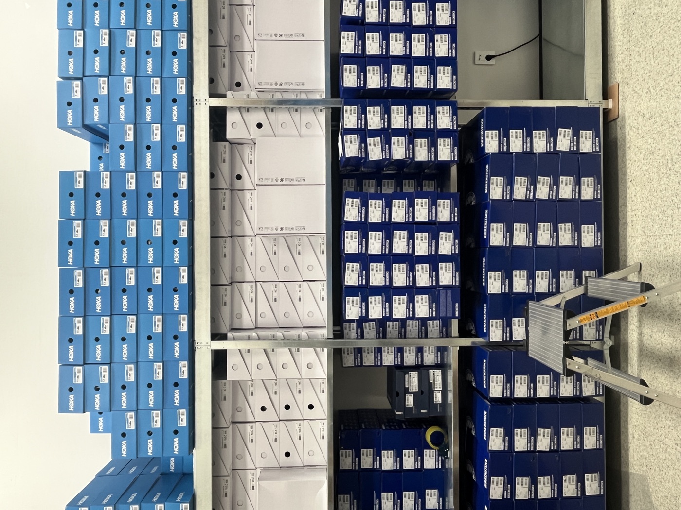 Stocked inventory on warehouse shelves